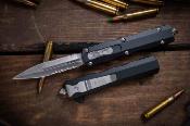 MCT2255 Microtech Dirac D/E – 225-5 | Couteau OTF Lame Double Tranchant Serr| Manche Alu Noir | Fabriqué USA - Livraison Gratuite 