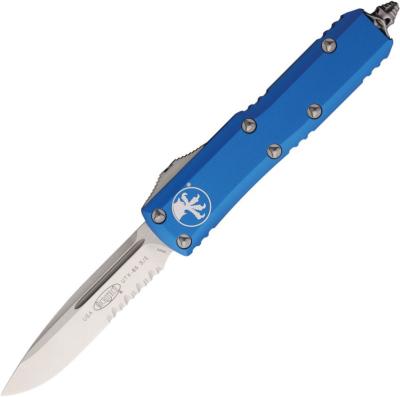 MCT2315BL 231-5BL Microtech UTX-85 S/E OTF – Couteau Automatique OTF Lame Drop Point Acier M390 Serrated Manche Aluminium Bleu USA – Livraison Gratuite