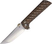 NMB2406BKSK — Couteau North Mountain Blade Chop 2 Button Lock Lame Acier SLD-Magic San Mai Tanto Manche Plaquettes G10 Noir et Tan Livraison Gratuite
