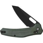 QS164B2 Couteau QSP Emu Green Glyde Lock Lame Acier Sandvik 14C28N Style Wharncliffe Blk - Livraison Gratuite
