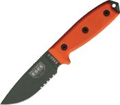 RC3SOD — Couteau ESEE Model 3 Acier 1095 Made USA OD Green Semi-Dentelée Manche G10 Orange Étui Plastique Livraison Gratuite