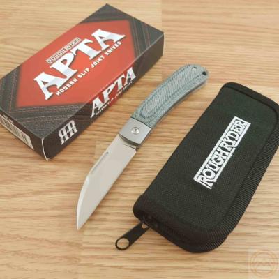 RR2285 Rough Rider APTA Warncliffe – Couteau pliant lame acier VG&#8209;10 manche micarta bleu, slip joint – Livraison Gratuite
