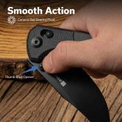 S25001A1 SENCUT Slybolt  Black – Couteau Pliant EDC Thumb Stud & Crossbar Lock Lame Clip Point 9Cr18MoV Black Manche Micarta Noir - Livraison Gratuite