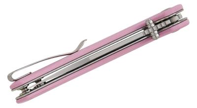 S250073 Sencut Skelfin Pink | Lame Clip Point Acier 9Cr18MoV Manche G10 | Button Lock | Roulement Céramique - Livraison Gratuite