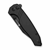 S250681 SENCUT Selkyris | Couteau Lame Wharncliffe Acier D2 Black Stonewashed | Manche Black Alu Button Lock - Livraison Gratuite