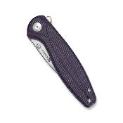 S251043 SENCUT Vyrce Lame Acier D2 Satin Manche Micarta Purple Canvas Linerlock Thumb Stud - Livraison Gratuite