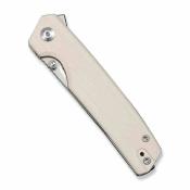 S251121 — Couteau Pliant Sencut Stria Lame Acier D2 Satiné Manche Plaquettes G10 Ivoire Flipper Thumb Stud Livraison Gratuite