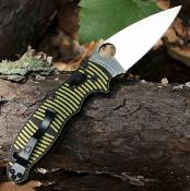 SC101GBKYLMCP2 — Couteau Spyderco Manix 2 Salt USA Lame Acier CPM-MagnaCut Leaf-Shaped Manche G10 Jaune et Noir Ball Bearing Lock - Livraison Gratuite