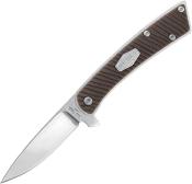 SCH1226635 Couteau Old Timer Slim - Lame Drop Point Acier 7Cr Satin - Manche TPE Marron - Sécurité Liner Lock - Livraison Gratuite