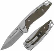 SW1122567 Couteau Smith&Wesson Freighter Lame Acier 8Cr13MoV Manche Acier/G10 Vert – Livraison Gratuite