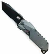 SWMP9BTS Couteau Automatique Smith & Wesson Tactique M.A.G.I.C. Liner Lock Lame Tanto Combo Acier 4034 Manche Aluminium Gris - Livraison Gratuite