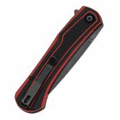 T1024A1 Couteau Tenable Kratos Pliant Drop Point Acier Nitro-V Manche G10 Black/Red Sécurité Liner Lock - Livraison Gratuite 