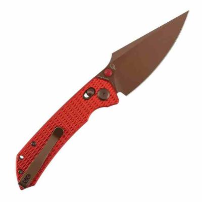 T1034V17 Couteau TENABLE Fenrir Lame Acier Nitro-V Rose Gold Manche Alu Rouge Cross Bar Lock - Livraison Gratuite