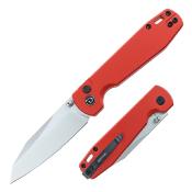 TD014RD Couteau Defcon Tier 1 Sheepfoot Lame Acier Sandvik 14C28N Manche Aluminium Red Sécurité Button Lock - Livraison Gratuite