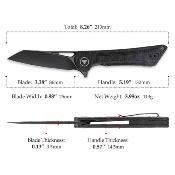 TVTY25BM14 Trivisa Monoceros-04B – Couteau pliant Liner Lock Lame Acier 14C28N Black Manche Black Micarta - Livraison Gratuite