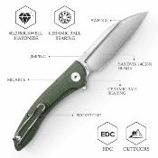 TVTY30GM14 Cuckoo-GM Couteau Trivisa | Lame Sheepsfoot Acier 14C28N | Manche Green Canvas Micarta Linerlock - Livraison Gratuite