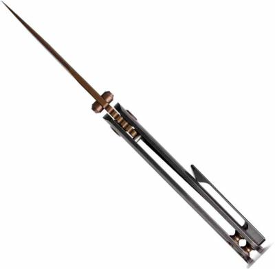 VOSA2103 Couteau Vosteed Vallhund | Lame Clip Point Acier S35VN Copper Dune | Manche Black Titanium Frame Lock - Livraison Gratuite