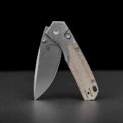 VOSA2232 Couteau Vosteed Psyop 299 | Lame Acier S35VN Stonewash | Manche Micarta Natural & Bolster Gravé | Livraison Gratuite
