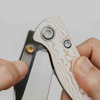 VOSA3906 Vosteed Naga – Couteau pliant lame acier S35VN clip point, manche Bamboo Micarta Ivory Drift sculpté 3D, Top Liner Lock – Livraison Gratuite
