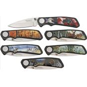 Lot de 6 Couteaux Outdoor Life Ours Aigle Loup Cerf Cran d'arrêt AH500 - Livraison Gratuite