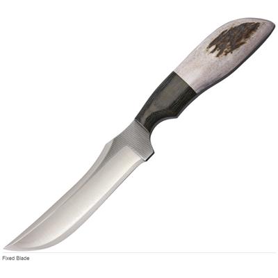 Couteau Anza Fixed Blade Lame Carbone Manche Elan Etui Cuir Made In USA AZ709E - Free Shipping