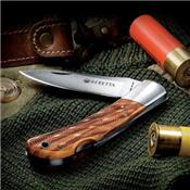 Couteau Beretta Checkered EDC Lame Acier 440 Manche Bois Lockback Made In Italy BE125IOLP - Free Shipping