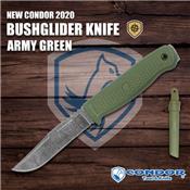 CTK394942HC Couteau Condor Bushglider Knife Green Acier Carbon 1095 Made Salvador - Livraison Gratuite