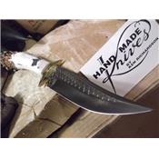 KRK1408 Couteau de Chasse Ken Richardson Knives Bowie Lame 1085HC Manche Wapiti USA - Livraison Gratuite