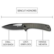 SA07B Couteau SENCUT Honoris Dark Green Lame Acier 9Cr18MoV IKBS - Livraison Gratuite