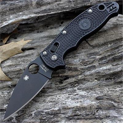 Couteau Spyderco Manix 2 Black Lightweight Folder Lame CTS BD1 Manche FRN-CP Made USA SC101PBBK2 - Free Shipping