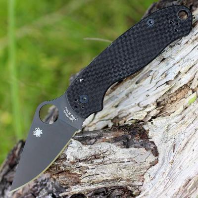 Couteau Spyderco Para Military 3 Black Lame Acier CPM-S30V Manche G-10 Made In USA SC223GPBK - Free Shipping