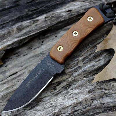 Couteau de Survie Tops Overlander 2 Carbone 1095 Manche Tan Micarta Etui Kydex Made USA TPOV78 - Free Shipping