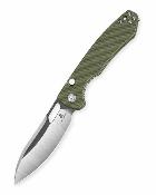 BTKMK05C — Couteau Bestechman Firebird Lame Acier D2 Drop Point Satin + Black PVD Manche Plaquettes G10 Vert OD Button Liner Lock Thumb Hole - Livraison Gratuite