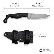 CIVC230781 CIVIVI MDRN Hunter C23078-1 – Couteau Fixe Drop Point | Lame Nitro-V Stonewashed | Manche G10 Noir Etui Kydex - Livraison Gratuite