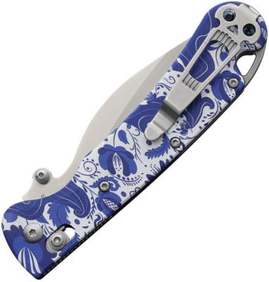 DGRFM023SGZH — Couteau Daggerr Knives Pelican Slim Crossbar Lock Lame Acier VG-10 Satin Drop-Point Manche G10 Décor Gzhel EDC - Livraison Gratuite