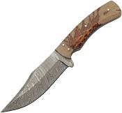 DM1328 Couteau Bowie Damas Pine Ranch Hunter Lame Acier Damas 256 Couches Etui Cuir - Livraison Gratuite