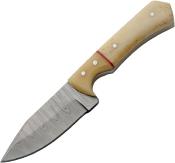 DM1404BO Couteau Skinner Manche Os Lame Acier Damas 256 Couches Etui Cuir - Livraison Gratuite