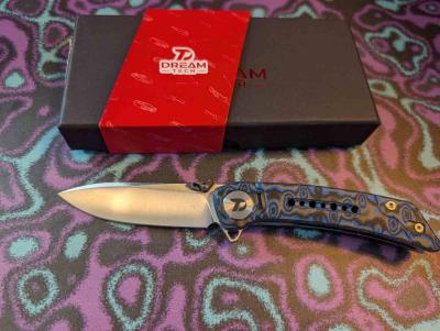 DTK3610MBL Dreamtech Linerlock Micarta Blue | Lame Drop Point Acier 14C28N Sandvik Satin | Manche Micarta Clip - Livraison Gratuite