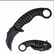 EE10A130BK Elitedge Karambit Spring Assisted | Couteau Lame Karambit Claw Acier 440C Black Serrated | Manche Black Anodized Aluminum - Livraison Gratuite