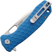 HB1324 — Couteau Honey Badger Large Tanto Lame Acier 8Cr13MoV 57-59 HRC Satiné Manche FRN Bleu Linerlock Clip - Livraison Gratuite