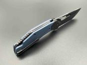 KETM062 Ketuo Yakuza Tanto - Couteau Pliant Linerlock Lame Acier 14C28N Black Manche G10 Bleu Mitres FCarbone - Livraison Gratuite