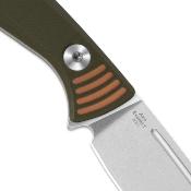 KI1097A1 Couteau Kizer Evenki 1 1097A1 - Lame Drop Point Acier AEB-L - Manche G10 Vert & Orange - Housse Kydex - Livraison Gratuite