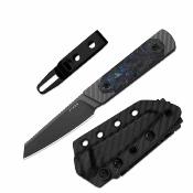 KI1123A2 Couteau Kizer Hallow | Lame Reverse Tanto Acier CPM-10V Gray PVD | Manche Gray Alu & Carbon Fiber Inlays Housse Kydex - Livraison Gratuite