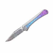 KI3732A1 Couteau Pliant Kizer Melody Lame Acier Damas (HRC 60-62) Manche Aluminium et Titane Cristallisé Slip Joint - Livraison Gratuite
