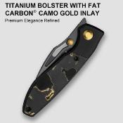 KI3746A2 Kizer Shrike – Couteau pliant Frame Lock Lame Acier CPM S45VN Satin Manche Titanium & Fat Carbon Camo Gold - Livraison Gratuite