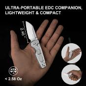 KIV2706A2 Couteau Kizer Parakeet Lame Sheepsfoot Acier Nitro-V Manche Acrylique Blanc Button Lock - Livraison Gratuite