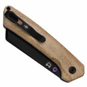 KIV3693BSA1 Couteau Kizer Madrac | Lame Acier 14C28N Black PVD Sheepsfoot | Manche Norplex Micarta Brown | Button Lock | Livraison Gratuite
