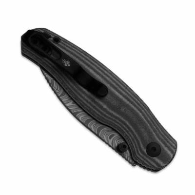 KIV3781BDA3 Kizer Phoca CD – Couteau pliant Button Liner Lock Lame Acier Damas Manche Black Micarta - Livraison Gratuite