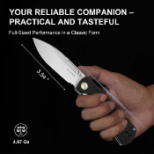 KIV4726A2 Couteau Kizer Retro Lame Drop Point Acier Nitro-V Manche G10 & Laiton Pivot Bearing Liner Lock - Livraison Gratuite