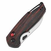 KT1022V8 Tenable Model 6 - Couteau Pliant EDC Lame Drop Point Acier 14C28N Manche G-Mascus Rouge/Noir Crossbar Lock - Livraison Gratuite